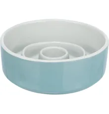 Trixie Миска для животных Slow Feeding, серый/голубой, 0,45л/14см