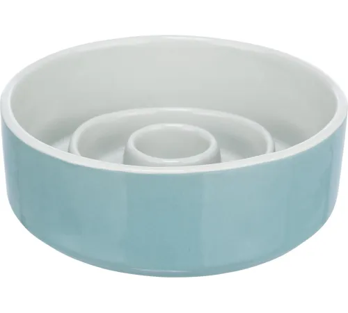 Trixie Миска для животных Slow Feeding, серый/голубой, 0,45л/14см