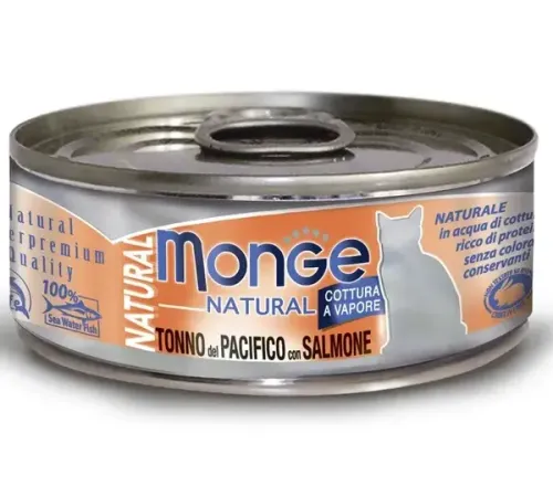 Monge Cat Natural Консервы из тихоокеанского тунца с лососем, 80 г