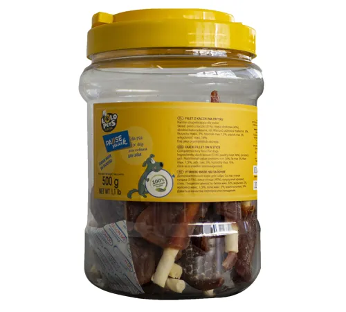 Lolo Pets Утиное филе на палочке, 500 г (банка)