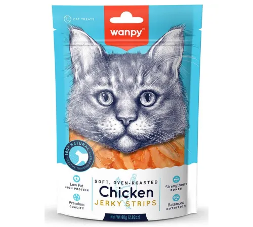 Wanpy Cat Мягкая вяленая соломка из курицы, 80 г