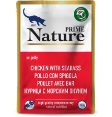 Prime Nature Паучи Курица с морским окунем в желе для кошек, 100 г