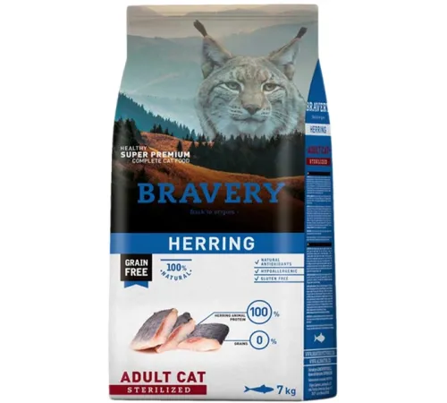 BRAVERY Adult Sterilized Cat (Сельдь), 7 кг