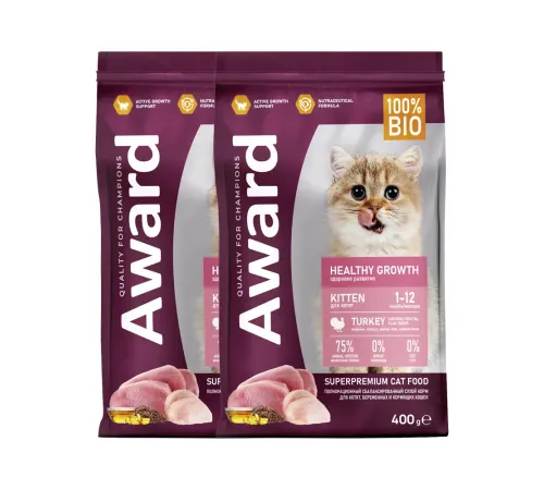 Award Kitten Healthy growth (Индейка, курица), 400 г х 2 шт (набор)
