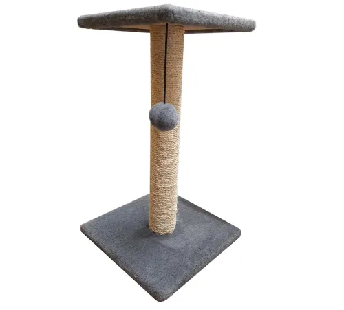 Cat House Когтеточка - столбик с полкой, 70 см, сизаль Серая