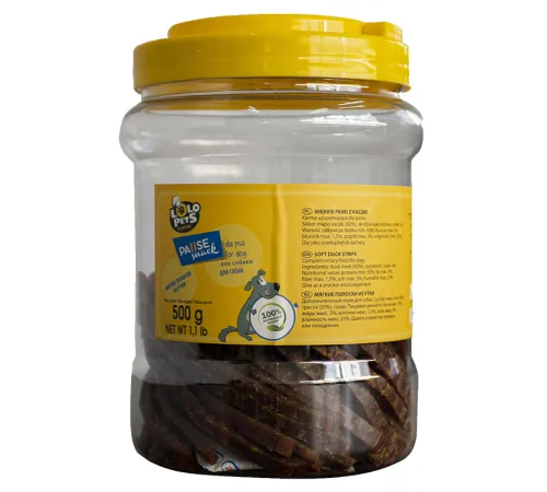 Lolo Pets Мясные полоски из утки, 500 г (банка)