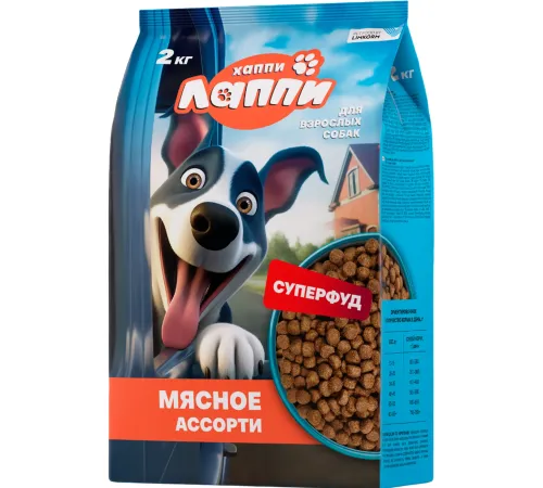 Хаппи Лаппи для собак (Мясное ассорти), 2 кг