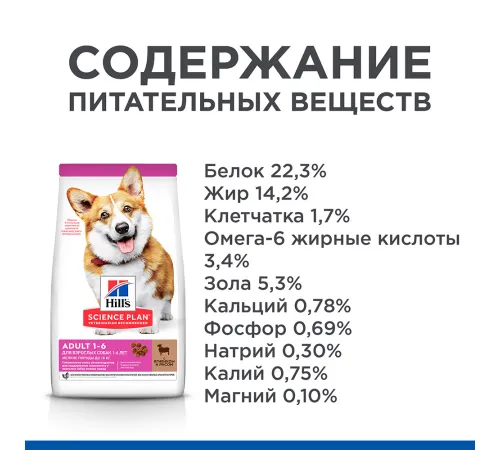 Hill's Science Plan для собак мелких пород для поддержания здорового иммунитета (ягненок, рис) 1,5 кг