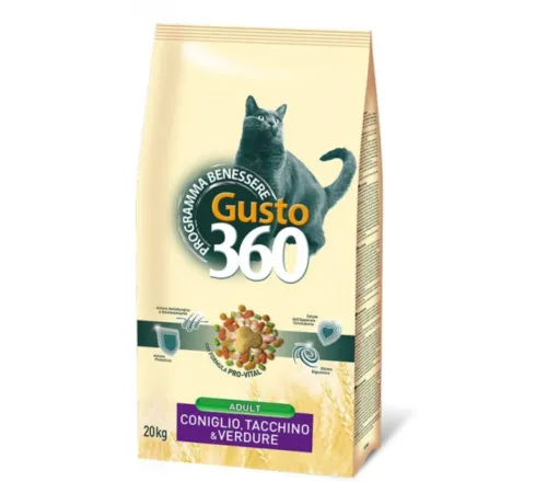 Gusto 360 для кошек (Кролик/индейка/овощи), 20 кг