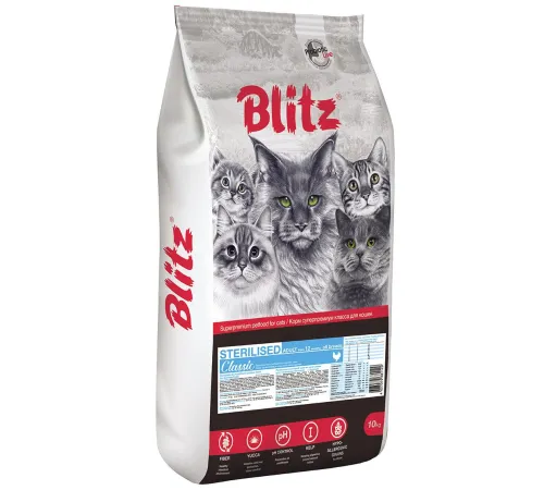 BLITZ Classic Sterilised Adult Cat (Курица) 10 кг