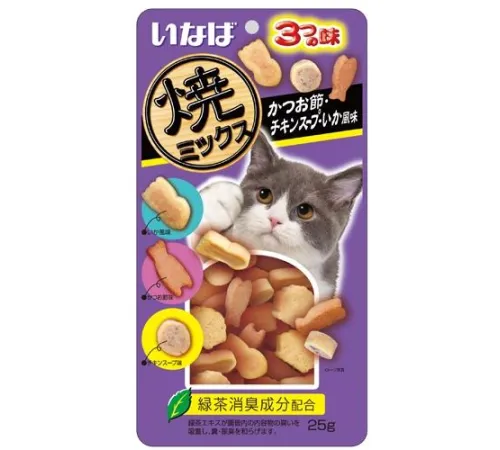 INABA Yaki Miksu Лакомство Кацуобуси, куриный бульон, кальмар, 25 г
