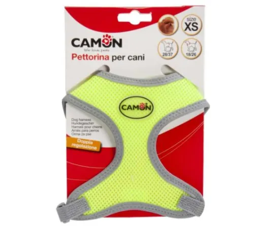 CAMON Шлея из флуоресцентного полиэстра желтая XS, 28-37 см