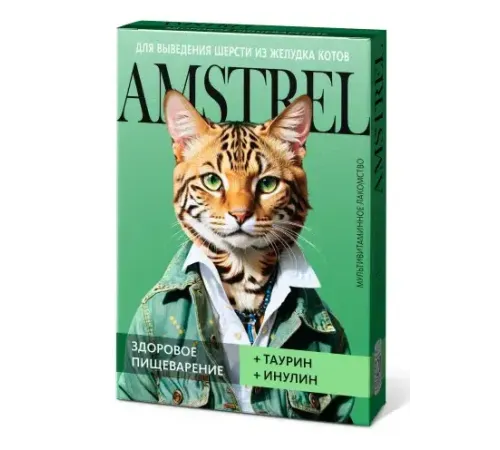 Amstrel Лакомство для кошек Здоровое пищеварение, 90 таб