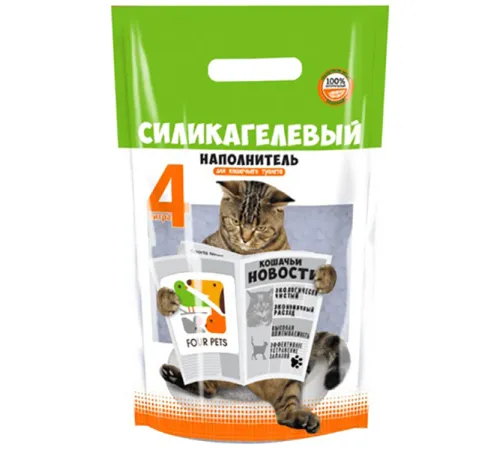 FOUR PETS силикагелевый наполнитель (клубника), 3,8 л х 2 шт