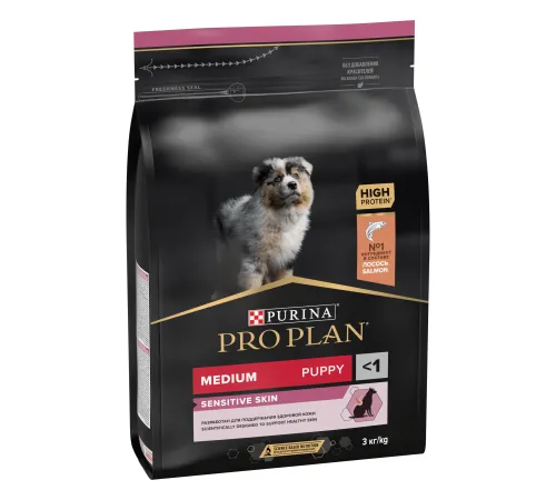 Pro Plan Puppy Medium Sensitive Skin (Лосось), 3 кг