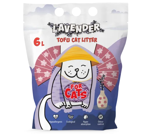 FOR CATS Наполнитель Tofu Natural (лаванда), 6 л