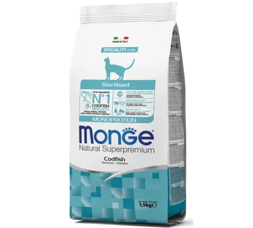 Monge Cat Monoprotein Sterilized (Треска), 1,5 кг
