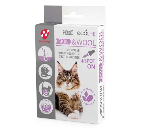 Ms.Kiss Капли Skin & Wool для кошек, 10 мл