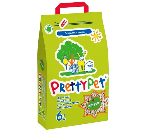 PrettyPet Наполнитель древесный из осиновых гранул, 2 кг (6 л)