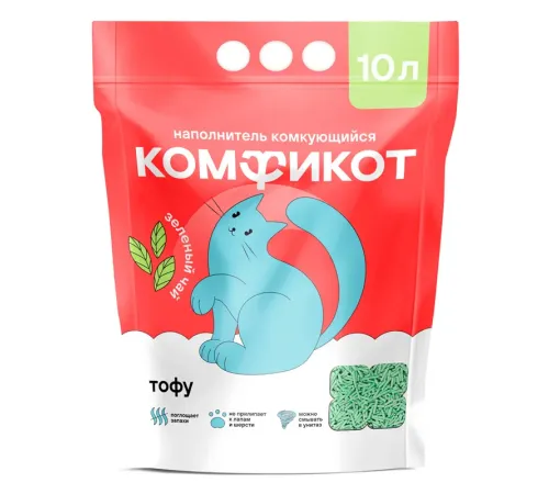 Комфикот Наполнитель Тофу (Зеленый чай), 10 л (4,6 кг)