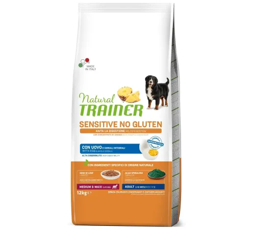 Trainer Natural Sensitive No Gluten Medium&Maxi Adult (Яйцо), 12 кг