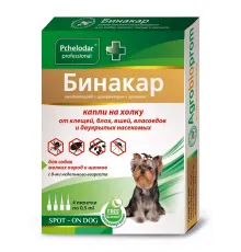 Pchelodar Капли Бинакар от клещей/блох для мелких собак и щенков, 1 пипетка