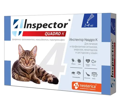Экопром Inspector Quadro K для кошек 1-4 кг 0,4 мл 1 пипетка