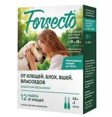 Астрафарм FORSECTO Капли от внешних паразитов для собак и щенков от 20 до 30 кг, 2х3 мл