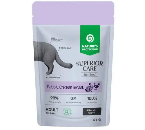 Nature's Protection SC Adult Sterilised (Кролик, куриная грудка, клюква в соусе), 85 г