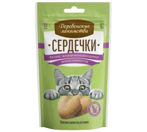 Деревенские лакомства Сердечки для баланса микроэлементов, 30 г