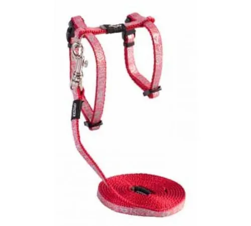 Rogz Шлейка+поводок Sparklecat Dark Red (длина поводка 1.8 м, грудь 19,8-30 см)