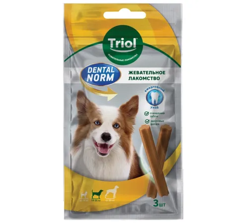 Triol DENTAL NORM Палочки жевательные для собак средних пород, 75 г (3 шт/уп) срок до 07.06.2026 г