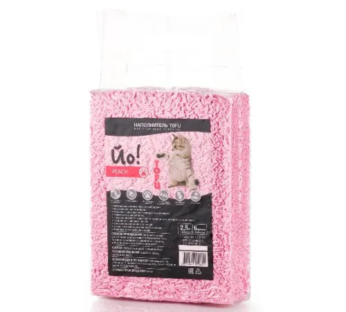 Йо! Наполнитель комкующийся Tofu (Персик), 6 л/2,5 кг