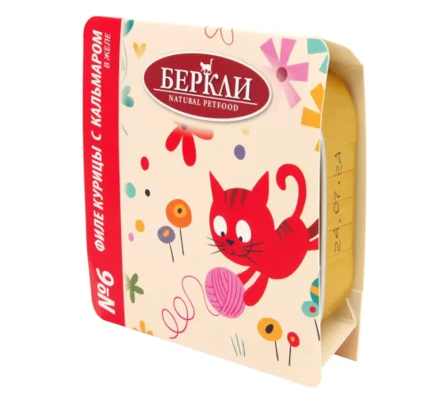 Berkley №6 Филе курицы с кальмаром в желе для кошек, 100 г