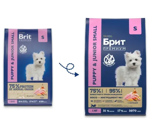 Брит Премиум Puppy & Junior Small (Курица), 1 кг