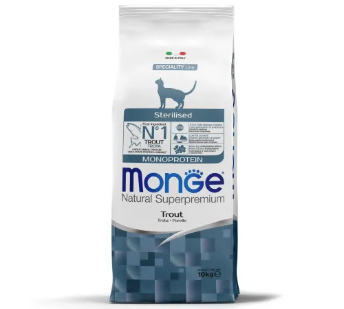 Monge Cat Monoprotein Sterilized (Форель), 10 кг New