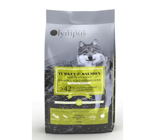 Black Olympus Senior Light Sterilised (Индейка, лосось), 12 кг