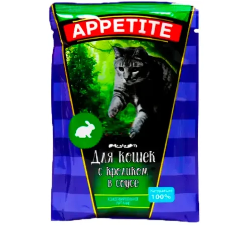 Appetite для кошек Кролик в соусе, 85 г х 30 шт (уп)