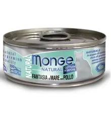 Monge Cat Natural Консервы с морепродуктами и курицей, 80 г