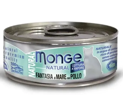 Monge Cat Natural Консервы с морепродуктами и курицей, 80 г
