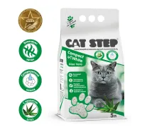 Cat Step Наполнитель белый Compact White Aloe Vera, 5 л (4,5 кг)