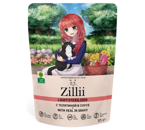 ZILLII Sterilized/Light Cat (Телятина в соусе), 85 г