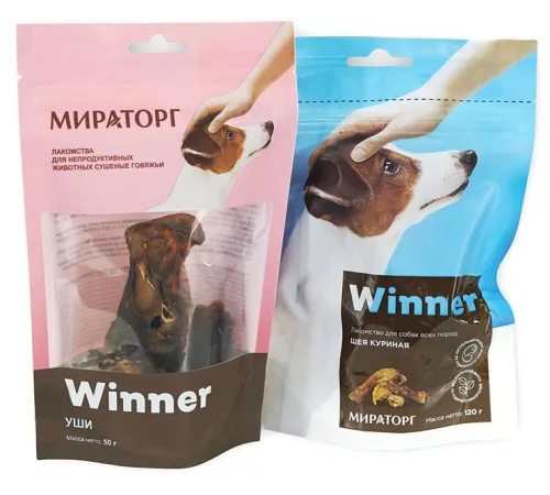 Winner Мираторг Набор лакомств (Шеи куриные + Уши говяжьи), 120 г + 50 г