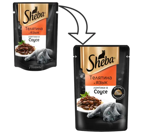 Sheba Ломтики в соусе (Телятина и язык), 75 г