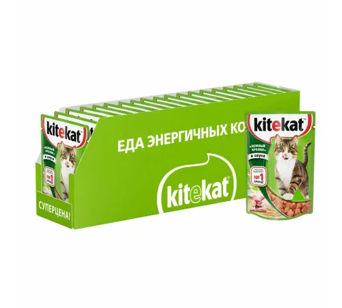 Kitekat с нежным кроликом (кусочки в соусе), 85 г х 28 шт (уп)