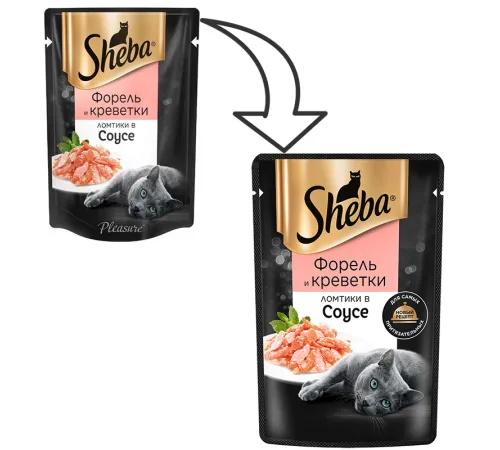 Sheba Ломтики в соусе (Форель и креветки), 75 г