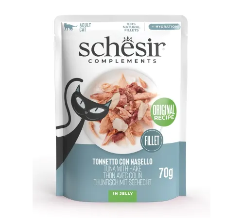 Schesir Complements Пауч (Тунец с хеком в желе), 70 г