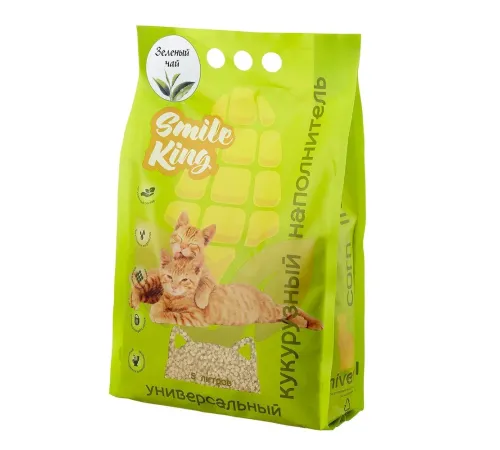 Smile King Универсальный кукурузный наполнитель (Зеленый чай), 3 кг
