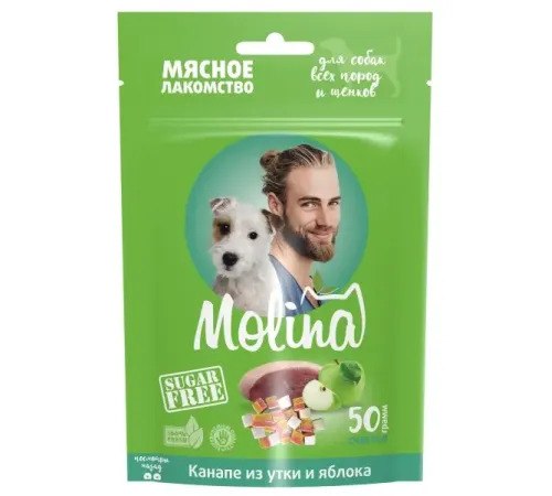 Molina Лакомство для собак Канапе из утки и яблока, 50 г