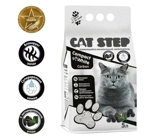 Cat Step Наполнитель белый Compact White Carbon, 5 л
